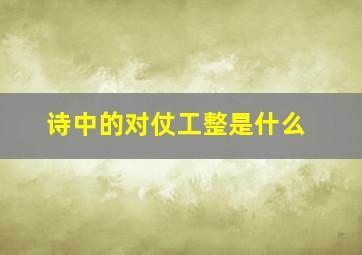 诗中的对仗工整是什么