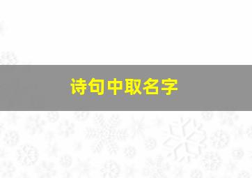 诗句中取名字