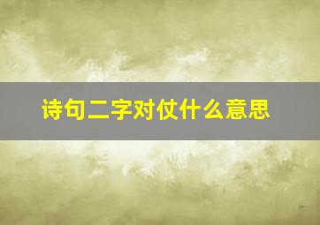 诗句二字对仗什么意思