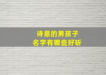 诗意的男孩子名字有哪些好听