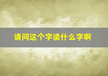 请问这个字读什么字啊