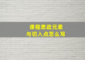 课程思政元素与切入点怎么写