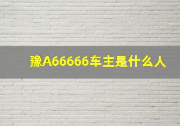 豫A66666车主是什么人