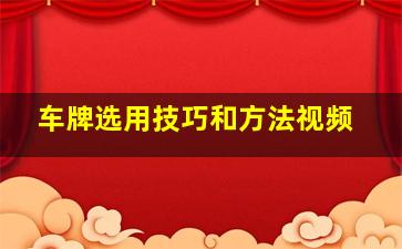 车牌选用技巧和方法视频