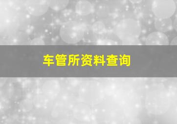 车管所资料查询