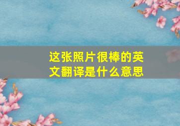 这张照片很棒的英文翻译是什么意思