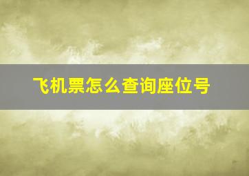 飞机票怎么查询座位号