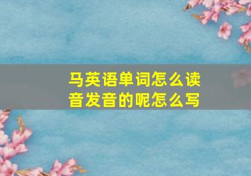 马英语单词怎么读音发音的呢怎么写