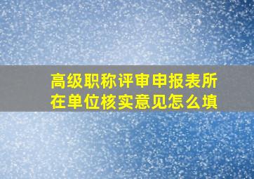 高级职称评审申报表所在单位核实意见怎么填