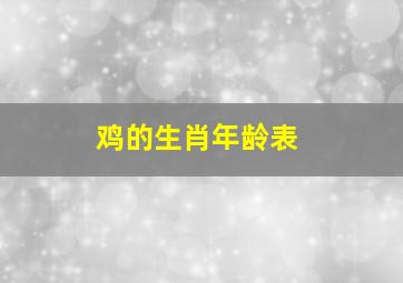 鸡的生肖年龄表